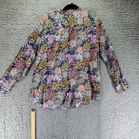 Talbots Top Women’s Size 2X Blue Floral Plus Cotton Button Front Long Sleeve - Picture 7 of 8